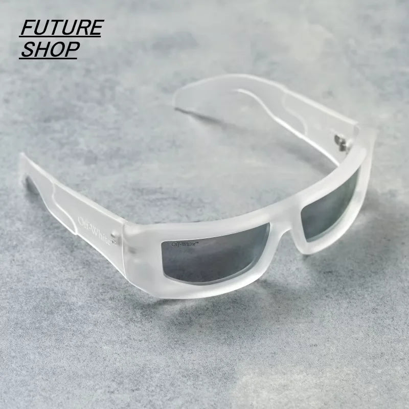 FUTURE UPDATE Cyberpunk Y2K Square Frame Sunglasses – White
