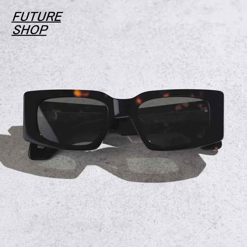FUTURE UPDATE Retro Thick Frame Rectangular Sunglasses