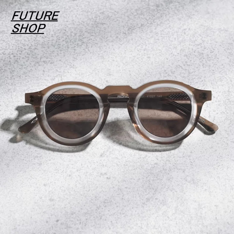 FUTURE UPDATE Unisex Retro Round Acetate Prescription Sunglasses Frame