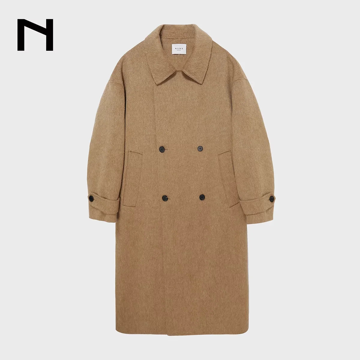 NANS Women's Double-Breasted Handmade Wool Coat