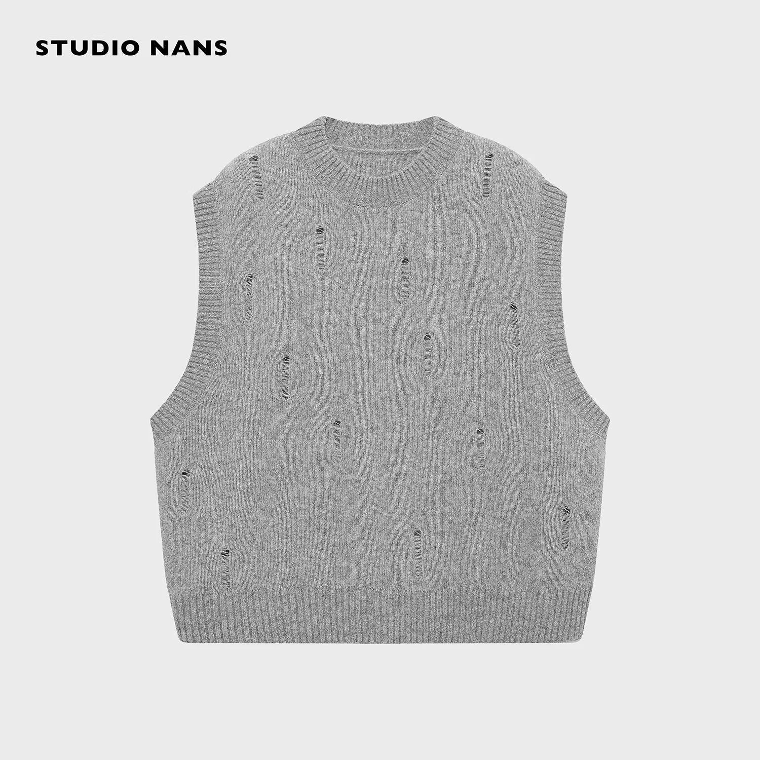 NANS Menswear Wool Blend Distressed Knit Cardigan and Vest