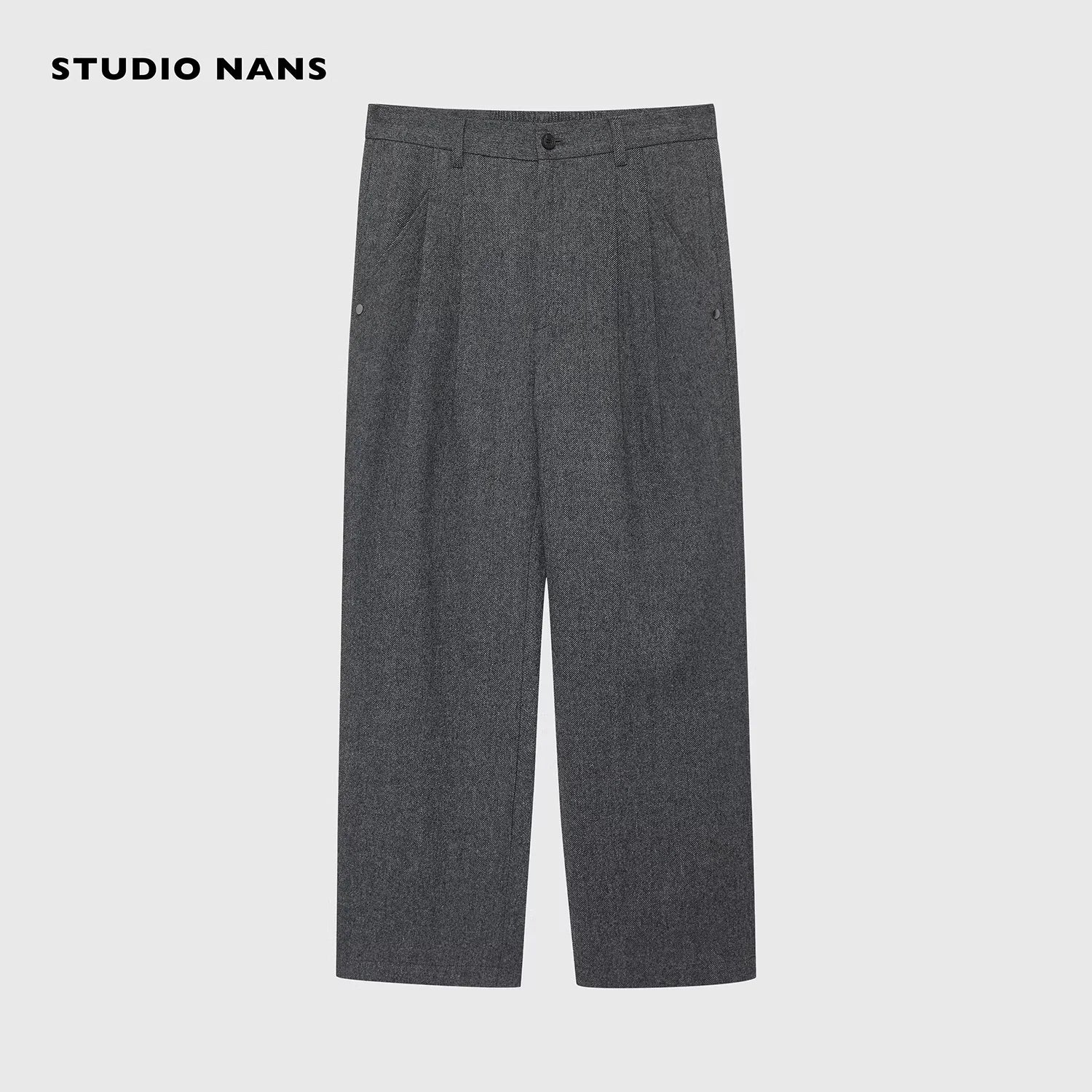 NANS Menswear Men's Wool Blend Cropped Pleated Trousers