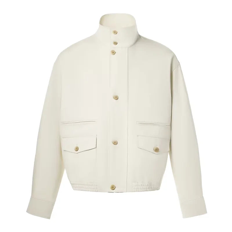 ROYA Stand Collar Boxy-Fit Jacket with Accordion Pockets