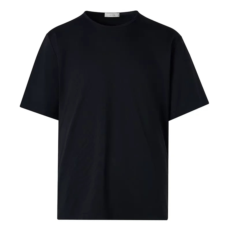 ROYA Textured Stripe Crew Neck Wool Blend T-Shirt