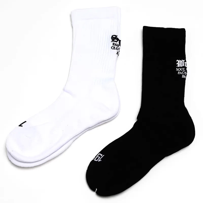 SWFI Far East Unisex Mid-Calf Cotton Socks with Letter Embroidery