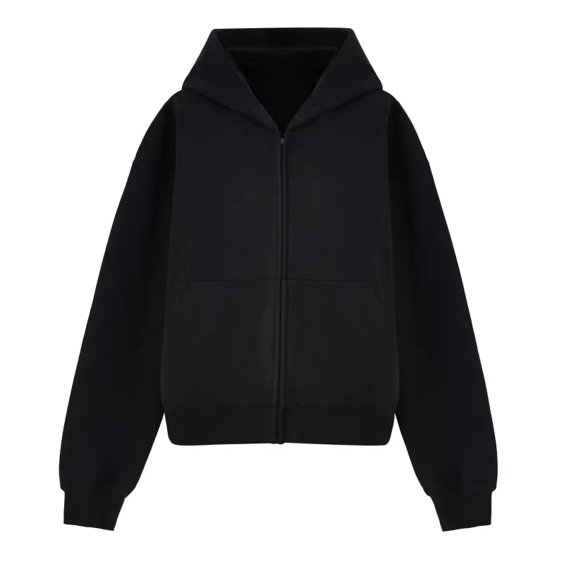 VLABMADE Unisex Oversized Zip-Up Hoodie with Drop Shoulder and Light Fleece